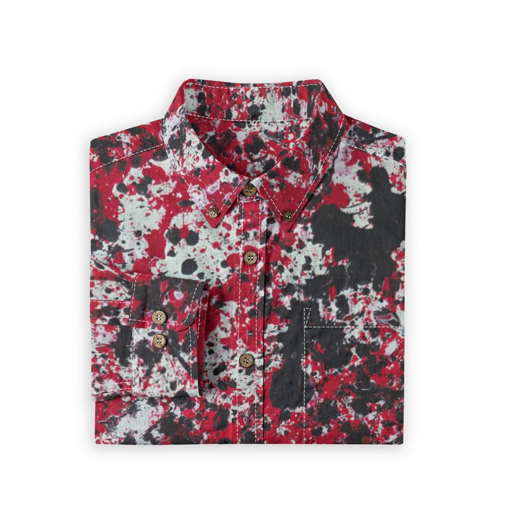 All-Over Print Men's Casual Lapel Long Sleeve Shirt|125GSM Cotton