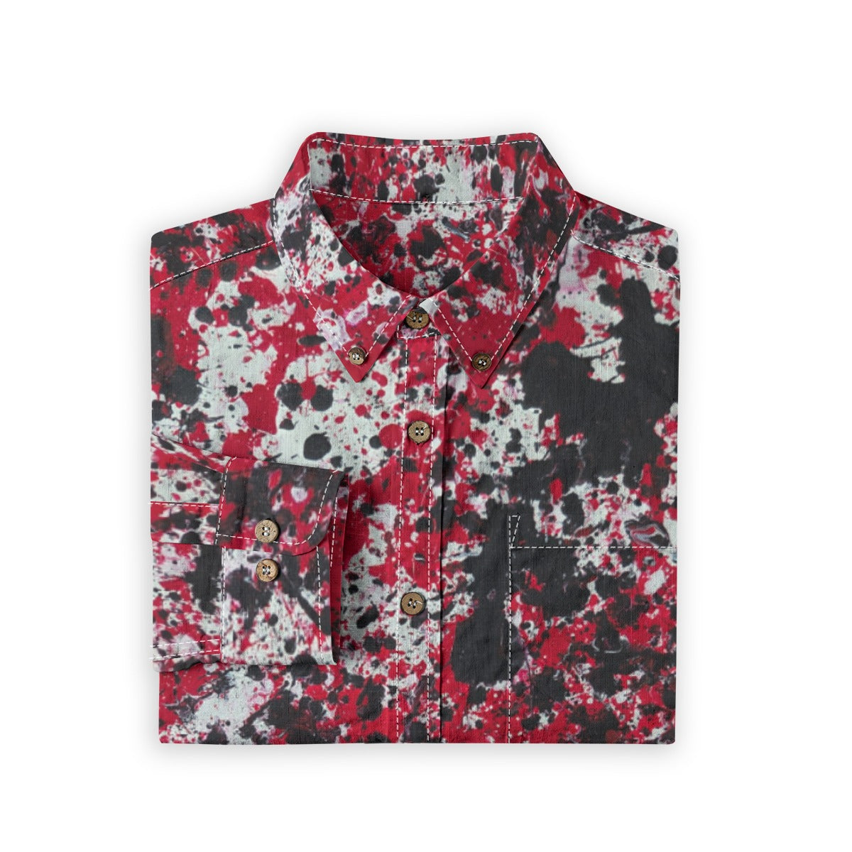 All-Over Print Men's Casual Lapel Long Sleeve Shirt|125GSM Cotton