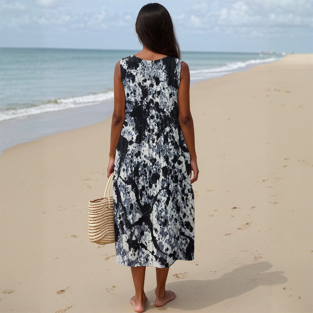 All-Over Print Women's Sleeveless Dress With Pocket|125GSM Slub Cotton