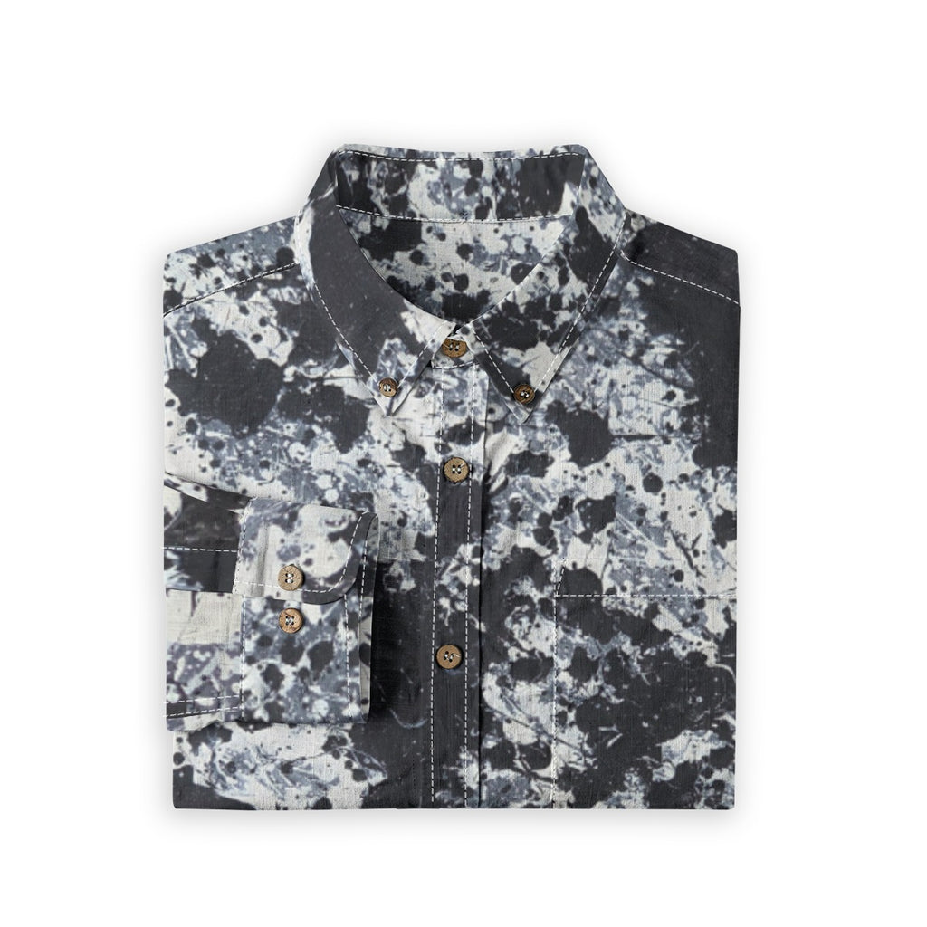 All-Over Print Men's Casual Lapel Long Sleeve Shirt|125GSM Cotton