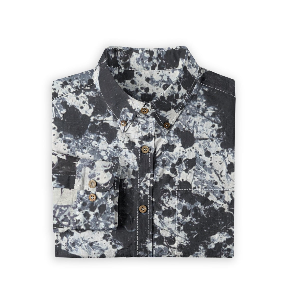 All-Over Print Men's Casual Lapel Long Sleeve Shirt|125GSM Cotton